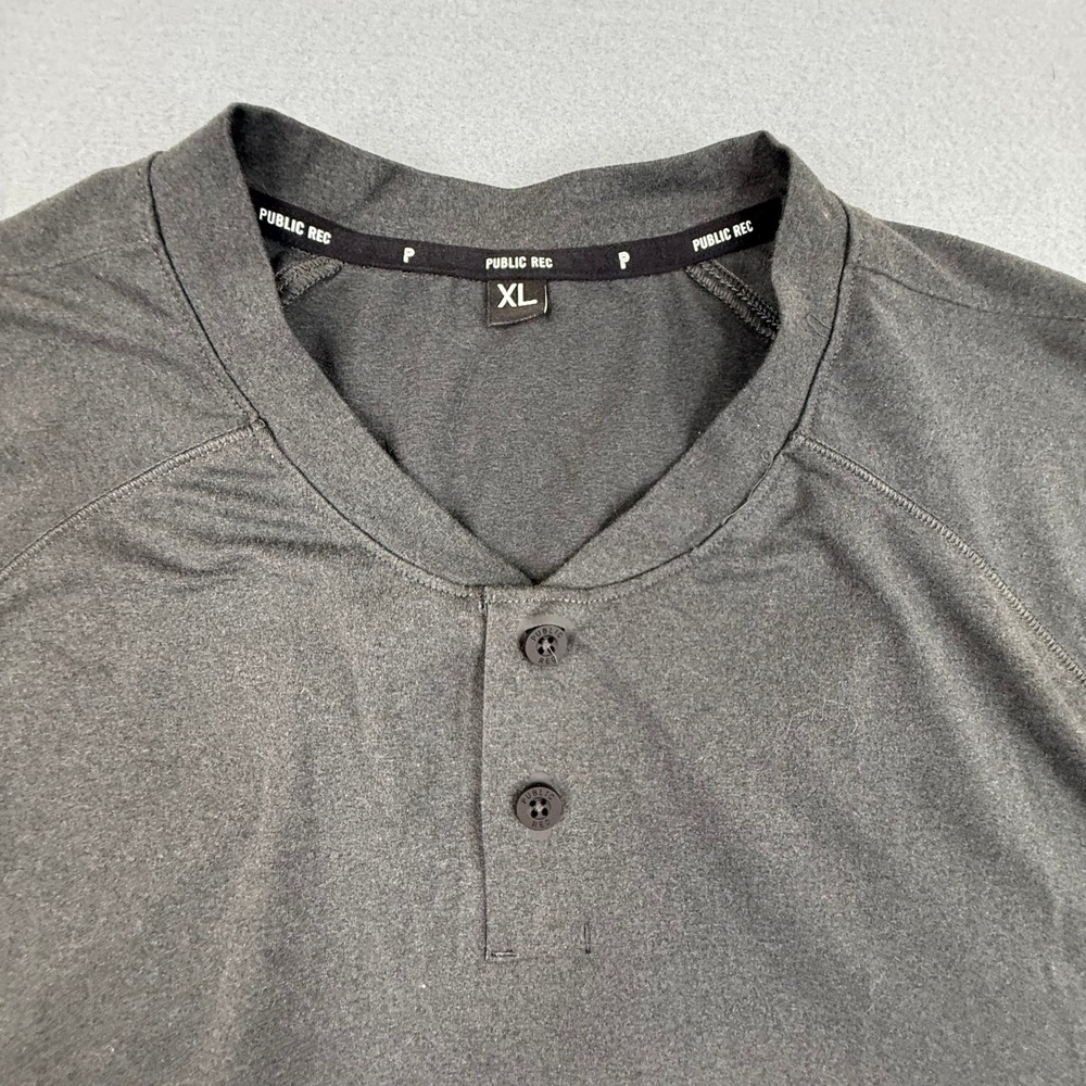Public Rec Henley Shirt Mens XL Gray Short Sleeve Raglan Performance Stretch - Picture 3 of 8